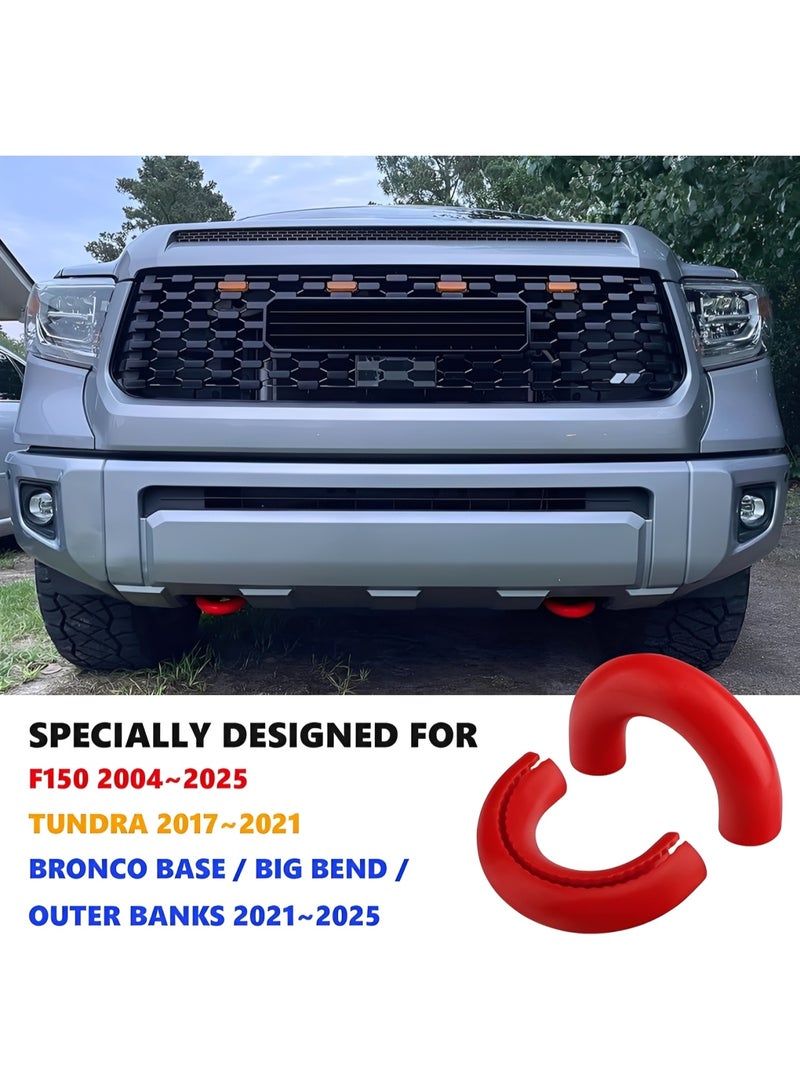 Tow Hooks Covers for Ford F150 2004-2024 Bronco Base/Big Bend/Outer Banks 2021-2024 Compatible with Toyota Tundra Accessories 2017-2021 (Red) - Image 2